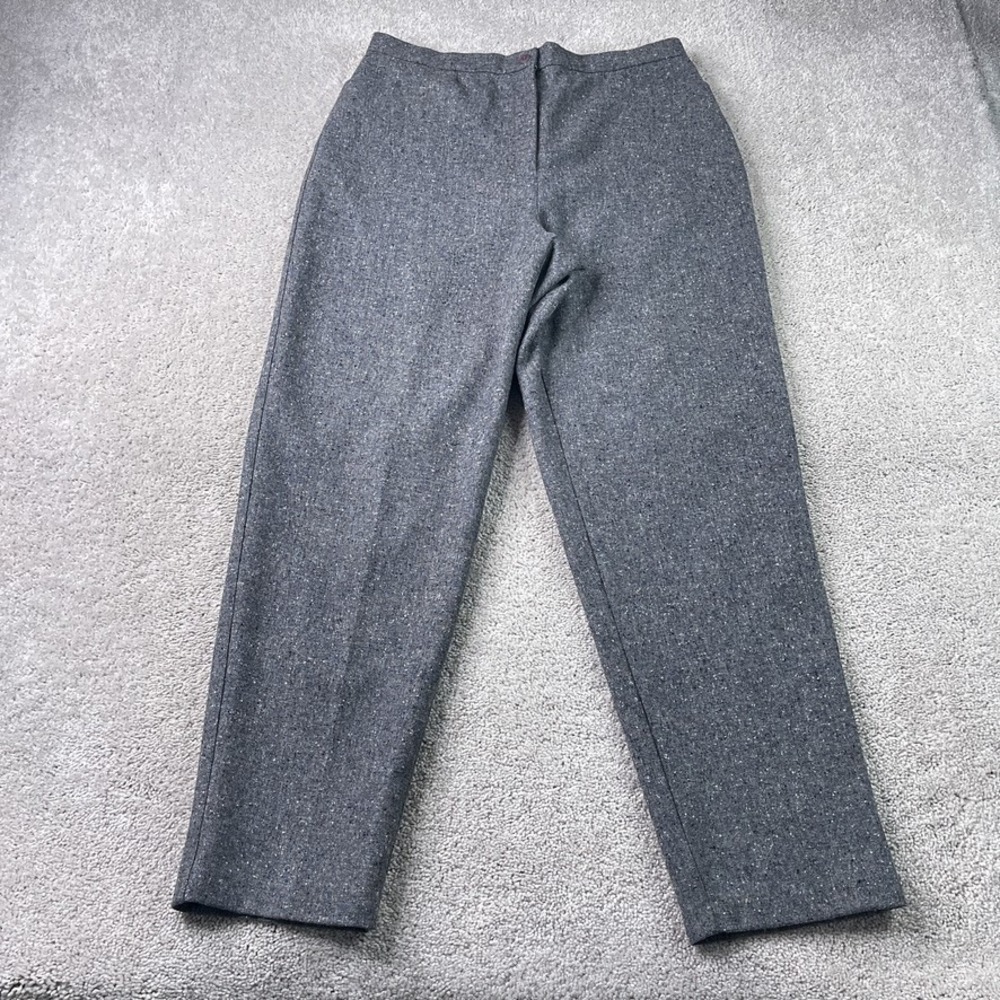 LL‎ Bean Pants Womens 14 Grey Lambswool Wool High Rise Lined Career Trousers
